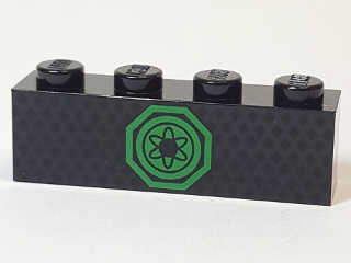 Brick 1 x 4 with Green Ninjago Emblem Pattern