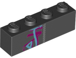 Brick 1 x 4 with Zipper, Magenta and Medium Azure Markings Pattern (BrickHeadz Lucy Wyldstyle Jacket Bottom)