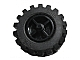 Wheel Center Wide with Stub Axles (Tricycle) with Black Tire 21mm D. x 12mm - Offset Tread Small Wide (30190 / 6015)