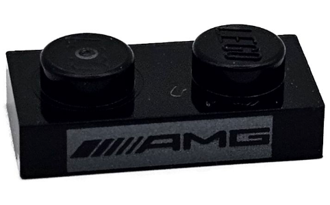 Plate 1 x 2 with AMG Logo on Silver Background Pattern