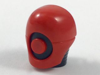 Minifigure, Head, Modified Helmet with Neck Ridges and Red Mask with Red Circle Pattern