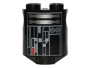 Brick, Round 2 x 2 x 2 Robot Body with Gray Lines and Red and Silver Pattern (Imperial Astromech Droid)