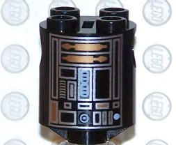 Brick, Round 2 x 2 x 2 Robot Body with Silver Lines and Copper Pattern (Imperial Astromech Droid)