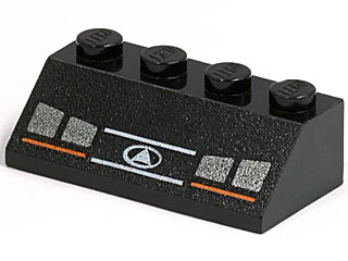 Slope 45 2 x 4 with Silver Headlights, Orange Lines, White Triangle in Oval Logo Pattern