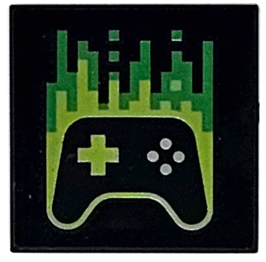 Tile 2 x 2 with Lime Game Controller and Pixelated Bright Green Energy Lines Pattern