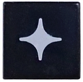 Tile 1 x 1 with White Star / Sparkle Large Pattern