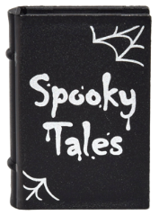 Minifigure, Utensil Book 2 x 3 with Silver Spider Webs and 'Spooky Tales' Pattern