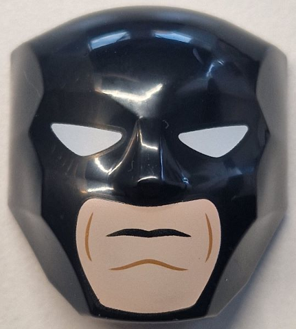 Large Figure Face with Brow and Nose Detail, 2 x 2 Round Brick Attachment with White Eyes and Light Nougat Lower Face with Cheek Lines and 1 Chin Line Pattern (Batman)
