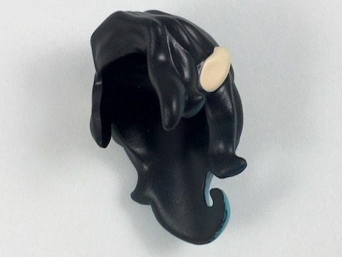 Mini Doll, Hair Long and Wavy with Side Bangs and Dark Turquoise Highlight at Ends and Light Nougat Elves Ears Pattern