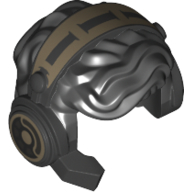 Minifigure, Hair Male Tousled with Pearl Dark Gray and Dark Tan Headset with Microphone Pattern