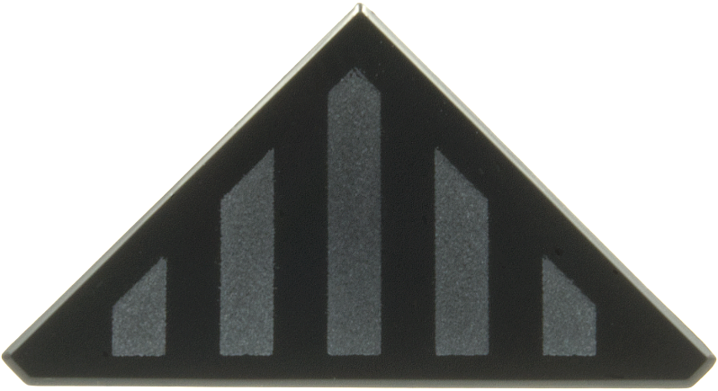 Tile, Modified 2 x 2 Wedge Triangular with 5 Dark Silver Stripes Pattern