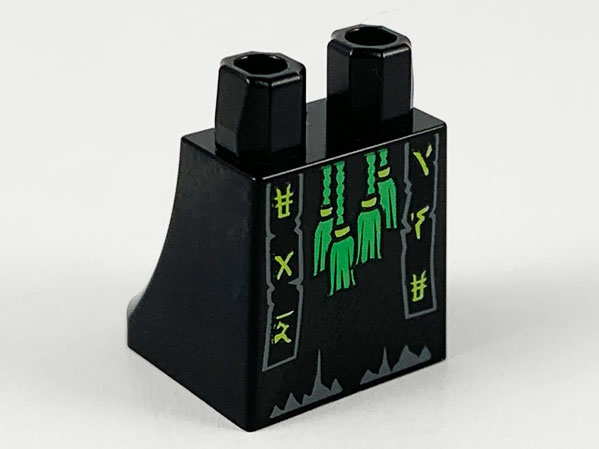 Lower Body, Skirt with Bright Green Tassels and Scarf Ends with Lime Ninjago Logogram 'EAD' and 'ISE' Pattern