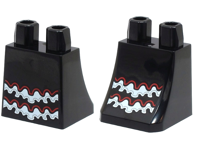 Lower Body, Skirt with White, Red, and Silver Ruffles Pattern on Both Sides (BAM)