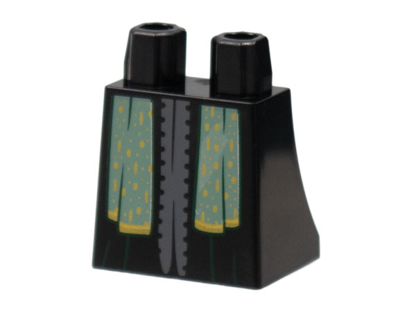 Lower Body, Skirt with Sand Green Robe Ends, Gold and Dark Green Trim Pattern