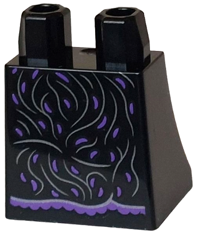 Lower Body, Skirt with Dark Purple Hem and Spots, Dark Silver Wavy Lines Pattern