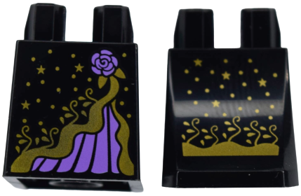 Lower Body, Skirt with Dress with Gold Elaborate Trim, Stars and Dots, Medium Lavender Rose and Underskirt Pattern (BAM)