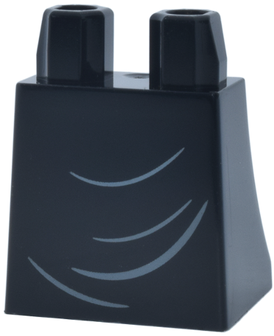 Black skirt piece with vertical light bluish gray lines representing fabric folds.