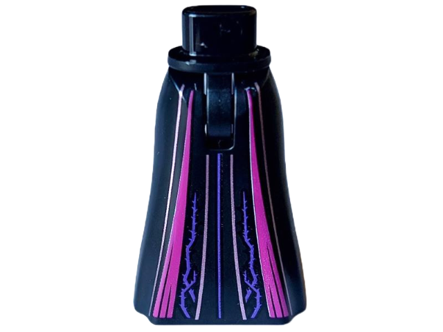 Mini Doll Hips and Skirt Full Length with Dark Purple Vines and Magenta and Metallic Pink Stripes Pattern - Thin Hinge