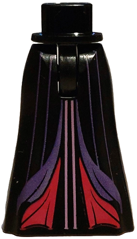 Mini Doll Hips and Skirt Full Length with Magenta Insets, Dark Purple and Medium Lavender Stripes Pattern - Thin Hinge