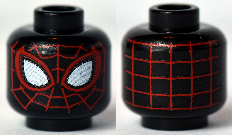 p様　3個 Minifigure, Head Alien with Spider-Man Red Webbing, Large