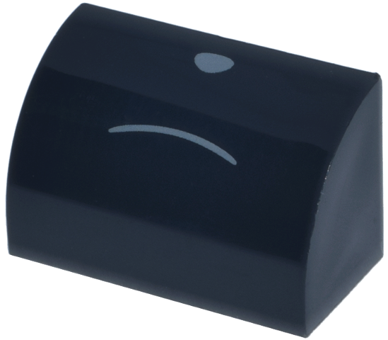 Slope, Curved 1 x 2 with Bottom Stud Holder with Dark Bluish Gray Nose and Curved Line Frown Pattern (Pokémon Umbreon Face)