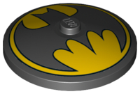 Dish 4 x 4 Inverted (Radar) with Solid Stud with Bat on Yellow Background Batman Logo Pattern