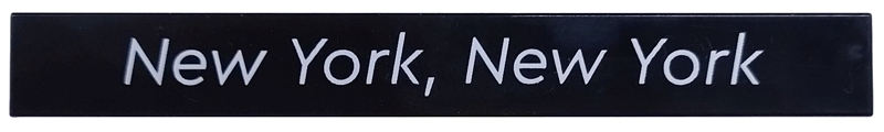 Tile 1 x 8 with White 'New York, New York' Pattern in Black