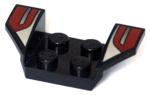 Vehicle, Mudguard 2 x 4 with Flared Wings with Red and Silver Stripes Pattern