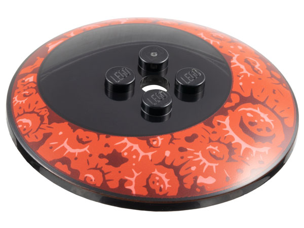 Dish 6 x 6 Inverted (Radar) - Solid Studs with Off-center Red Ring with Dark Red and Coral Craters Pattern