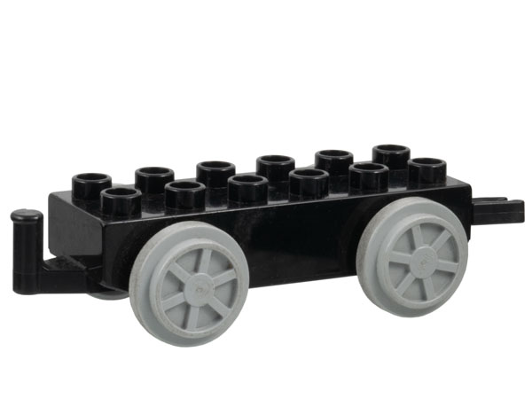 Duplo, Train Base 2 x 6 with Light Bluish Gray Train Wheels and Movable Hook