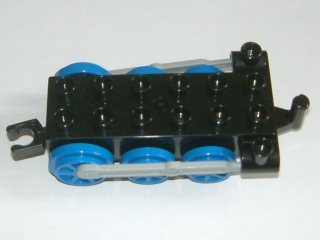 Duplo, Train Steam Engine Chassis with Light Bluish Gray Drive Rod, Blue Wheels, and Black Tow Hook