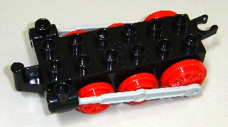 Duplo, Train Steam Engine Chassis with Light Bluish Gray Drive Rod, Red Wheels, and Black Tow Hook