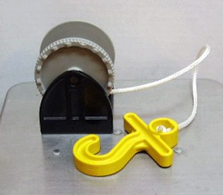 Duplo Hose Reel Holder 2 x 2 with Light Gray Drum, Yellow Hook, String