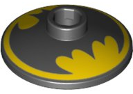 Dish 2 x 2 Inverted (Radar) with Black Batman Logo on Yellow Background Pattern