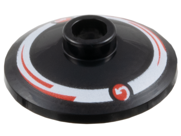 Dish 2 x 2 Inverted (Radar) with Red Circles with Curved Arrows MoneyGram Logos and Arcs on White Ring Pattern Model Left Side