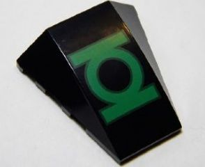 Wedge 4 x 4 Triple Curved No Studs with Green Lantern Logo Pattern