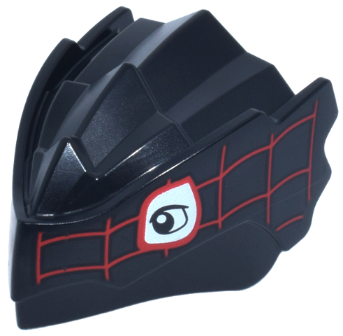 Dragon Head (Ninjago) with Stepped Top and Pin Hole on Back with White Eyes and Red Webbing Pattern