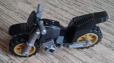 Motorcycle Dirt Bike with Flat Silver Chassis (Long Fairing Mounts) and Pearl Gold Wheels