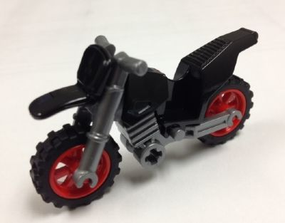 Motorcycle Dirt Bike with Flat Silver Chassis (Long Fairing Mounts) and Red Wheels