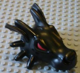 Duplo Dragon Head with Red Eyes, Black Spikes and Teeth Pattern