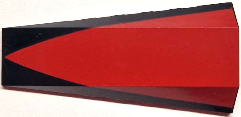 Wedge 8 x 4 Triple Curved No Studs with Red Triangle Pattern (Shadow the Hedgehog Streak)