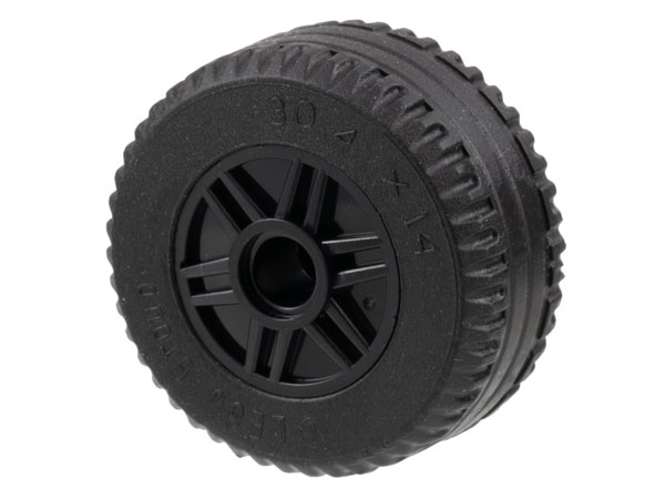 Wheel 18mm D. x 14mm with Pin Hole, Fake Bolts and Shallow Spokes with Black Tire 30.4 x 14 Solid (55981 / 58090)