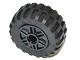 Wheel 18mm D. x 14mm with Pin Hole, Fake Bolts and Shallow Spokes with Black Tire 30.4 x 14 Offset Tread - Band Around Center of Tread (55981 / 92402)