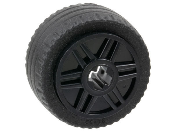 Wheel 18mm D. x 14mm with Axle Hole, Fake Bolts and Shallow Spokes with Black Tire 24 x 12 Low (55982 / 18977)