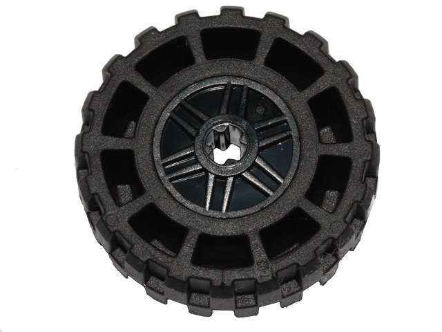 Wheel 18mm D. x 14mm with Axle Hole, Fake Bolts and Shallow Spokes with Black Tire 37 x 14 (55982 / 35578)
