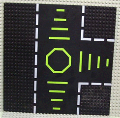 Baseplate, Road 32 x 32 9-Stud T Intersection with Green Octagon Pattern