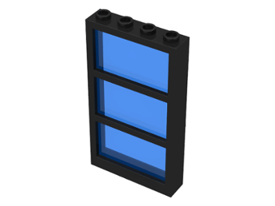 Window 1 x 4 x 6 with 3 Panes with Fixed Trans-Dark Blue Glass