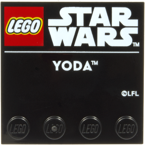 Tile, Modified 4 x 4 with Studs on Edge with LEGO Star Wars Logo and White 'YODA' Pattern