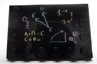 Tile, Modified 4 x 6 with Studs on Edges with Blackboard Pattern