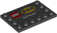 Tile, Modified 4 x 6 with Studs on Edges with Batman Logo and 'BATMAN' Pattern